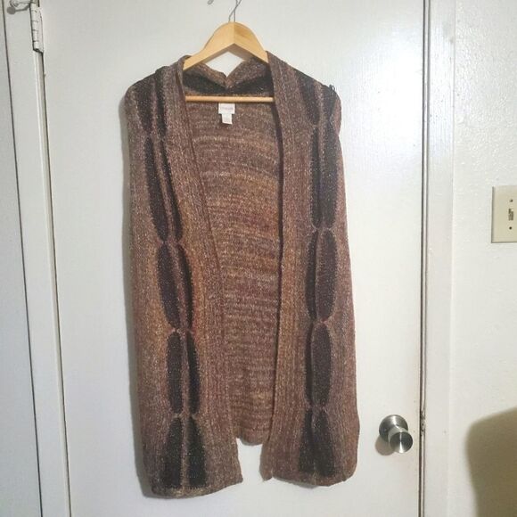 Chico's Brown Sleeves Knit Cardigan Size 1 - Picture 1 of 8